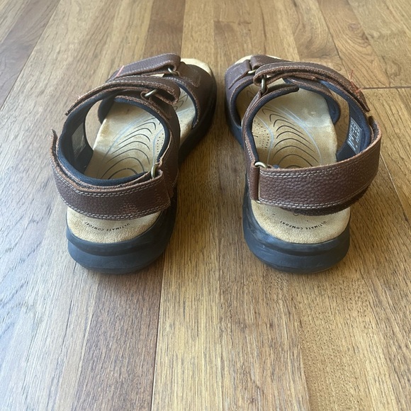 Clarks Men's Hapsford Creek Sandals Brown‎ Tumbled Leather Sz 10.5 Outdoor Beach - Picture 4 of 13